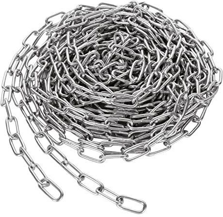 JMIATRY 5 Metres Length 304 Stainless Steel Chain, 3mm Heavy Duty Chain Links, Galvanized Steel Welded Link Chains Lift for Fence Gate, Garage Doors, Swing Chains and Bicycle Security Lock