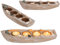 Barco de Madera para 4 Velas de té, con decoración de Conchas y Piedras, Aprox. 28,5 x 7,5 x 6 cm, Color Beige