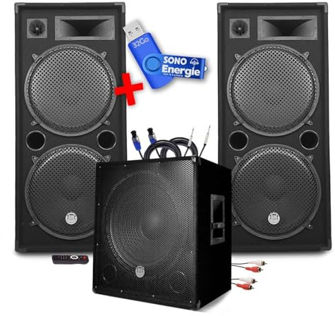 Pack Sonorization BM Bmsonic Mega Basses 3200W Caja de sonido/subwoofer bi-amplificado 18 46cm – Altavoces 215, SONO DJ SIREE MIX BAR