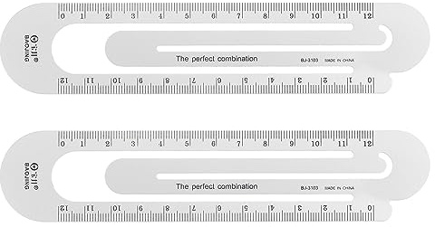sourcing map 2 Stück Lineal 12 cm metrisch Lesezeichen Clip Lineal Metall Aluminiumlegierung Skala auf beiden Seiten Messskala Werkzeug zum Messen, Studieren, Lesen