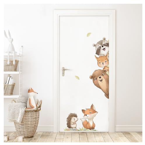 DEKO KINDERZIMMER Türaufkleber Waldtiere personalisiert Wandtattoo mit Name Babyzimmer Wandsticker Kinderzimmer Schlafzimmer Wandaufkleber Wanddeko DK1149-02