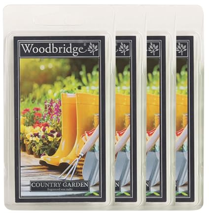 Woodbridge Duftwachs Set Country Garden (4X) | Blumen Duft | Bis zu 8h Duftdauer je Melt | Für Duftlampen & Wachswärmer | Hochwertiges Paraffinwachs | Raumduft für Zuhause & Büro