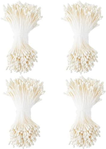 GORGECRAFT Blütenstaubblätter Milchig-Weiß, 1600Stk Doppelte Köpfe | Blütenköpfe, Künstliche Perlmuttfarbene, Staubgefäße Stempel, Blumenherstellung, Scrapbook-Dekoration