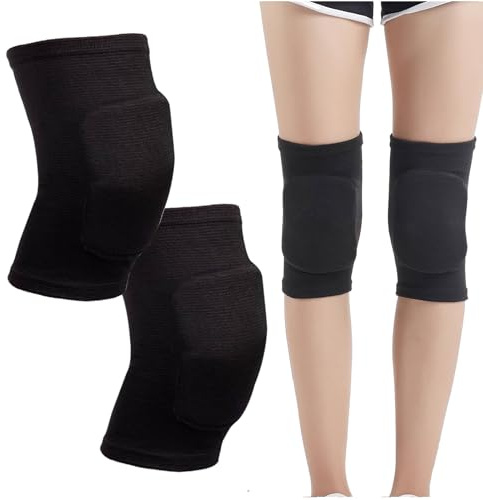 BNPHSIN 1 Pairs Stretchy Dance Knee Pads, Breathable Knee Brace Supports Knee Protector, Full Black Soft Brace Breathable Sleeve Protective for Dance Volleyball Football Yoga Tennis Cycling Jogging