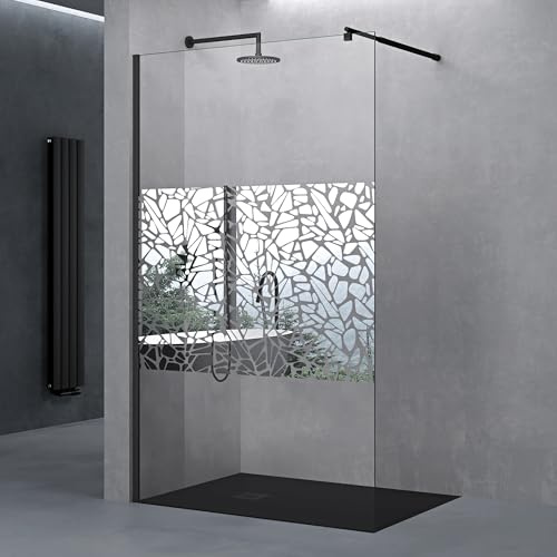doporro Paroi de Douche à L'italienne 80cm Pare-douche avec Stabilisateur Rond Verre de Sécurité 10mm Revêtement NANO 80x200cm Design Bremen02BL