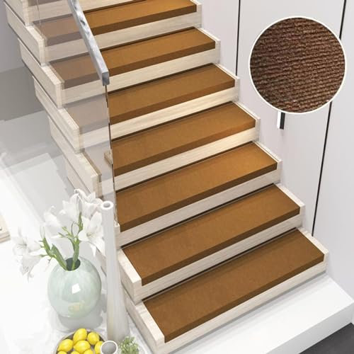 BangDon Stufenmatten im modernen Stil, Marmor, Holz, selbstklebend, waschbar, leicht zu reinigen, wiederverwendbar, für ältere Haustiere, Braun, 15 Stück