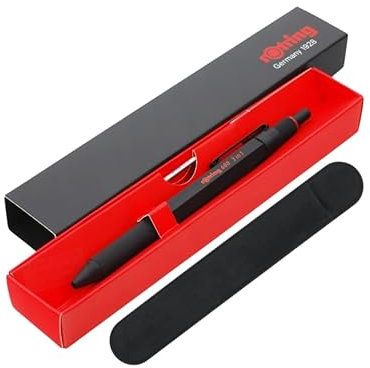 rOtring 600 3-in-1 Multi-Colour Pen and Mechanical Pencil | Black & Red Ballpoint | 0.5mm Mechanical Pencil | Sleek Black Barrel | Includes Velvet Case