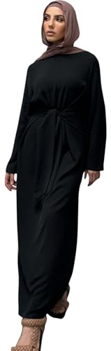 Jazvano Abaya Kleid für Muslim Eid Gebet - Dubai Maxi Kaftan Islamischer Salah Tageskleid - Weiche Muslimische Frauen Kleidung