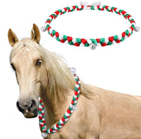 Yeyeplum Weihnachtskranz mit Pferdehals, 130 cm, Schlittenglocken, Halsschärpe, Pferde-Kostüm, Zubehör für Urlaub, Dekoration, Weihnachtsfeier, Paraden, Zubehör (grün)