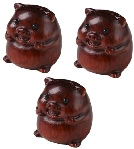 Garneck 3st Sandelholz- -Statue Charms Anhänger Chinesisches Sternzeichen Charms Hängendes Tasche Anhänger Sternzeichen Schlüsselanhänger