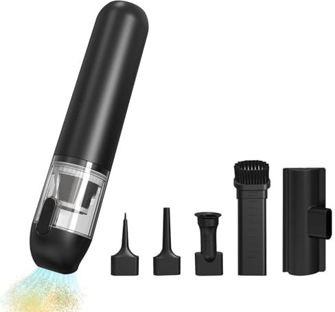 Irishom Aspirapolvere Portatile con ugello di Pulizia, gonfiaggio e sgonfiaggio, Mini aspirapolvere Ricaricabile Senza Fili a 2 velocità con Base di Ricarica e Contenitore per la Polvere Rimovibile