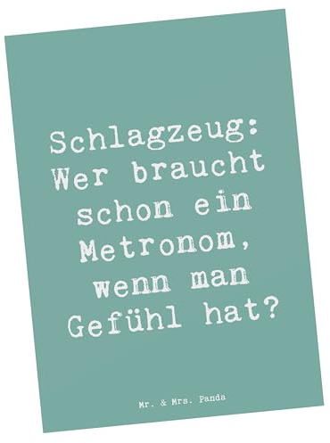 Mr. & Mrs. Panda Postkarte Spruch Schlagzeug Gefühl - Geschenk, Beats, Musik, Postkarten, Fotokarte, bildkarte, Lernen, Schlagzeuger, Instrument, Präsenz, Musikinstrumente, Ansichtskarten, Musiker