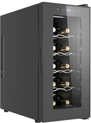 Cavin Tundra Collection 10, Weinkühlschrank freistehender schwarz, 10 Flaschen, eine Temperaturzonen 8-18 C, nur 35 dB, thermoelektrisch, elegantes Design, modern und energieffizient.