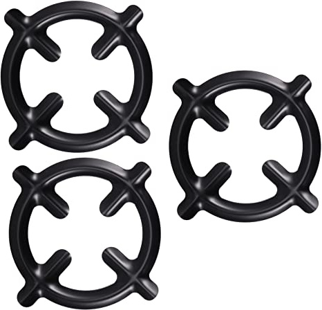 OFFSCH Lot de 3 Supports en Fer Noir pour Cafetière, Réducteur Feu Gaz, Surface Lisse, sans Bavures, pour Gazinière Cuisine