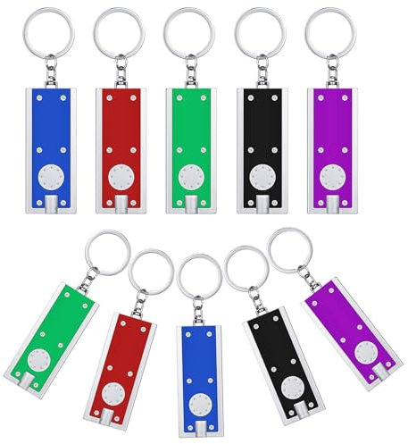 FDRJKN 10 Pcs Mini Torch Keyring, Torch Keyring, Ultra Bright Led Pocket Torch with Key Ring, Flat Small EDC Lights for Outdoor Camping, Dog Walking, Emergency Lighting, Portable Flashlights