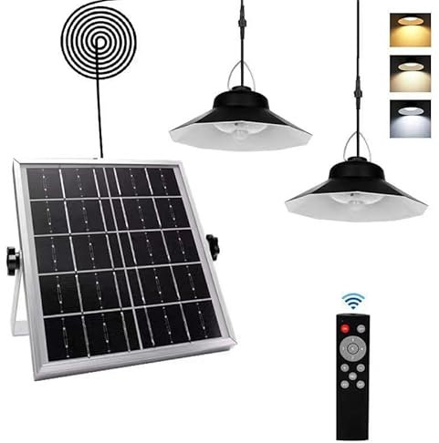 Lampop Lot de 2 lampes solaires à suspendre pour l'extérieur - Avec capteur - 4400 mAh - IP65 - Avec télécommande - Avec détecteur de mouvement - Cinq modes - 3 températures de couleur