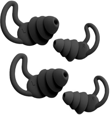 Auriselle 2 Pares de Tapones para los oídos de Silicona Espiral para Dormir Tapones Reutilizables con 37 db de Reducción de Ruido Suaves, Negro