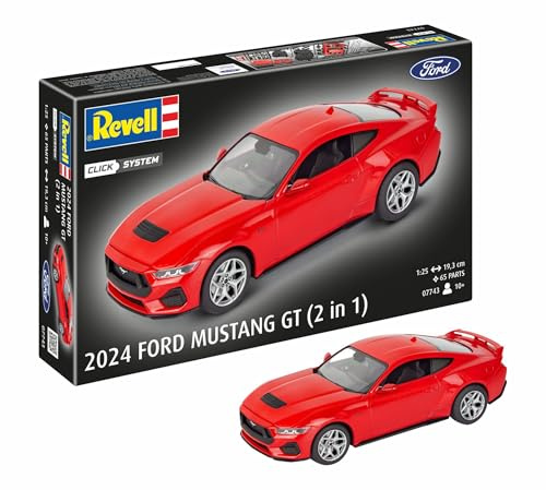 Revell 07743 2024 Ford Mustang GT Click System 1:25 Skala - Obyggd/omålad plastmodellsats