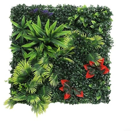 Paneles de pared de césped verde artificial de 50 x 50 cm, tapete de seto de plantas de plástico, para interiores y exteriores, pantalla de privacidad, decoración de fondo para jardín, hogar, oficina