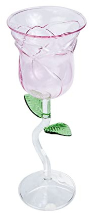 BAZEITFLOW Verres à Fleurs Roses Forme De Rose Verre à Vin Rosé Pour Fête Et Boissons Variées