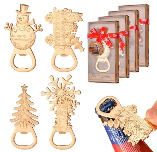 Set di 4 apriscatole a tema natalizio, per feste e matrimoni, decorazioni natalizie, souvenirs e regali per gli ospiti