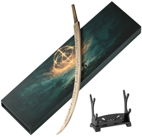 Fantasy Game Hand of Malenia – 11.8″ Full-Metal Katana Model with Display Stand, Collectable Game Prop Model for Desk Decoration, Fans & Gamers Gift