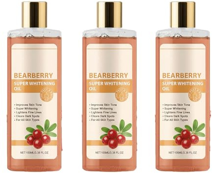 Lot de 3 huiles corporelles à la busserole - Soin multifonction - Nourrit la peau sèche pour un teint éclatant - Anti-âge - Hydrate et hydrate - Soin hydratant naturel pour le corps - Huile corporelle