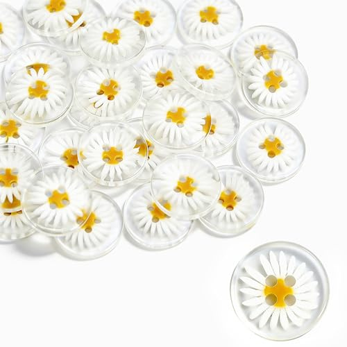 JAXICREY 30 Stück Knöpfe für Strickjacke, 20mm Buttons 4 Löcher Mantelknöpfe Kinderknöpfe Babyknöpfe Gänseblümchen Knopfe Kleidung Nähen Basteln Weihnachten Diy Scrapbooking Handwerk Dekorieren