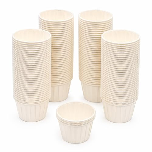 vidoelettronica 200 cuencos desechables de papel para salsas, cuencos blancos, 58 x 40 x 34 mm, ideales para ketchup, mayonesa, crema, degustación, buffet y Take Away