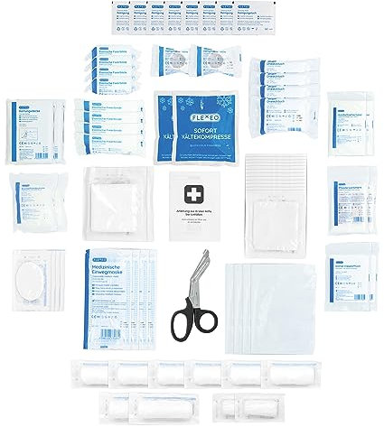 Nachfüllset DIN 13169:2021 - Erste-Hilfe-Ergänzungsset für Verbandskasten/Koffer/Tasche/Schrank - Füllung bestehend aus 167 Teilen inkl. Erste-Hilfe-Anleitung - Nachfüllpack für Betriebe