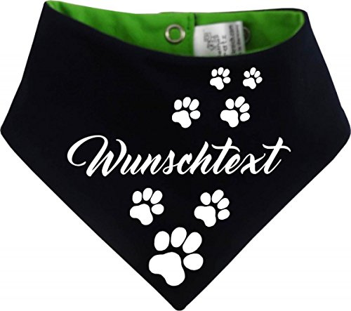 Hunde Wende-Halstuch mit Wunschtext (Navy-Lime) (Gr.3 - HU 36-44 cm)
