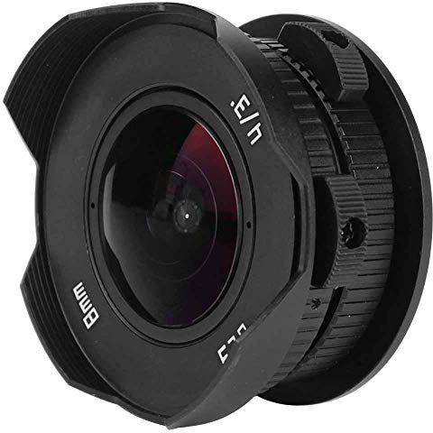 Jacksking Ente Gran Angular, Lente de Ojo de pez F3.8 de 8 mm Objetivos para cámaras réflex Lente HD Gran Angular Lentes de cámara sin Espejo para Olympus/Panasonic M4/3 Cámara de Montaje
