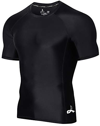 LAFROI Camiseta de Manga Corta para Hombre UPF 50+ Baselayer Skins de compresión CLY02D Sym Black XL