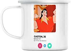 Fabulous Mug en Métal Emaillé Gaston La Belle et la Bete Réseau Social Rencontre Parodie