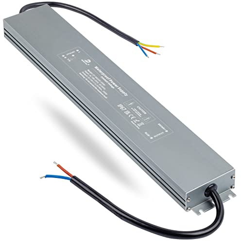 Transformador LED 24V 300W 12.5A Fuente de Alimentación LED Ultrafino | IP67 Driver Impermeable Interior o Exterior, Voltaje Constante Adaptador para Tira LED y G4 MR16 Luces