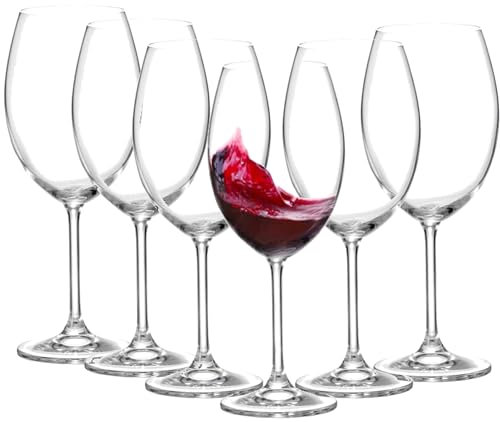 6 Copas de Vino Tinto y Blanco - Envío 24H - Perfectas para Uso en Casa, Restaurante y en Fiestas, Ligeras y Resistentes - Cristal Fino y Resistente - Cosecha Privada (6 Copas 58 cl - vino)