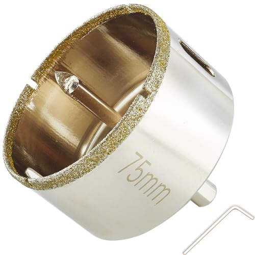 DaduoRi Scie-cloche diamant de 75mm avec foret pilote, pointe de 75mm, avec foret de guidage au centre pour verre, porcelaine, céramique, marbre et granit