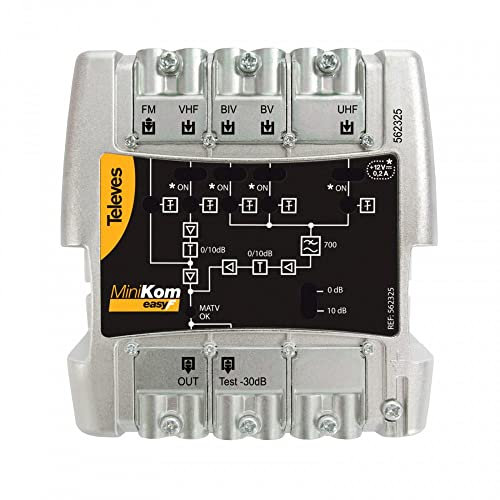 Amplificador MINIKOM 5/1 EasyF FM-VHF-UHF-21..32-36..48 TELEVES 562325