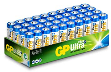 Piles AA - Pack de 40 | GP Ultra Plus | Piles Stilo AA Alcaline 1,5 V/LR06 - Longue durée de Vie
