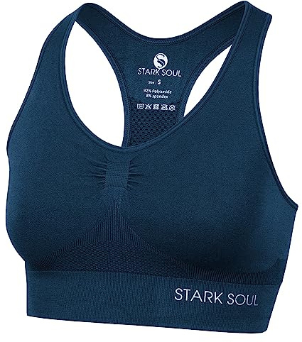 STARK SOUL Bra Light Support - Sport BH doppellagig für Damen - Marineblau - Größe XL