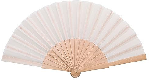 qijiefenCC Faltbare Fächer Handfächer,Fächer Hochzeitsfächer,Chinesische Folding Fans,Bambus Handheld Faltfächer für Geburttag, Party, Wedding, Wand Deko,Weiß