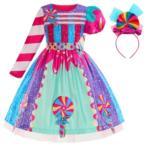 New front Candyland Tutu Dress Up For Girls Lecca-lecca Costume Da Lecca-lecca Per Giochi Di Ruolo Abito da principessa delle caramelle Multicolore,120