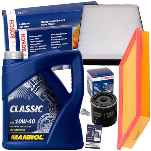 Filterset Satz+10W40 Mannol Öl 1.4 16V | 1457433059+1987432057+0451103318+1113800100+10W40 für Polo 9N Fabia Ibiza 3