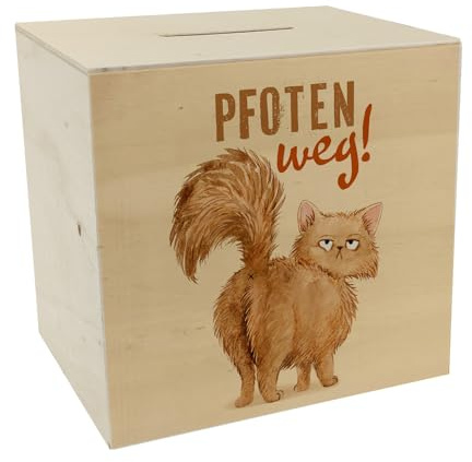 Katze Spardose aus Holz mit Spruch Pfoten Weg Sarkastische Kater Spardose aus Holz für Katzenmenschen Miesepeter Für Katzenfreunde
