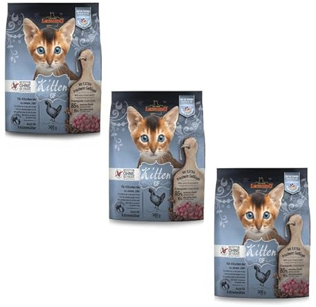 Leonardo Kitten GF | 3er Pack | 3 x 300 g | Trockenfutter für Kitten | Empfohlen zur Unterstützung Einer gesunden Verdauung | Optimale Krokettenform