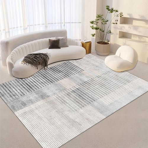 Tzvpsu Gartenteppich,Grau-schwarz Gestreifter, Leicht Zu Reinigender, Rutschfester Teppich,Room Decor Bathroom Rug,80x160cm