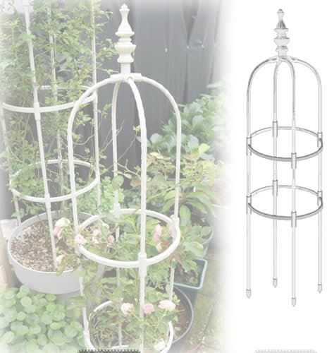 Torre Obelisco Traliccio da Giardino, Supporto in Metallo Alto da 60 A 180cm per Rampicanti E Fiori da Interno/Esterno, Nero/Bianco (Color : Bianco, Size : 23x90cm/9.1x35in)