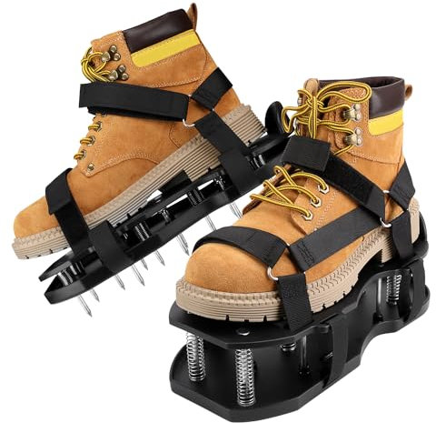 AIQII Rasenlüfterschuhe Nagelschuhe Rasenbelüfter Schuhe Rasenlüfter Nagelschuhe automatisches Schmutz- und Blatt-sauberes Desig für Rasen Aerifizierer Gartenschuhe