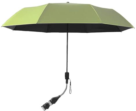 POTRUWE Sombrilla de silla con abrazadera universal, sombrilla de playa ajustable, paraguas portátil para sillas de ruedas y patio (verde)