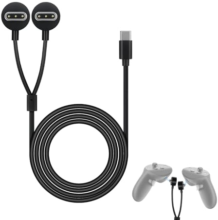 Dual Port Magnetic Charger with USB Quick Charging Cable fits for Meta Quest Pro Controllers, Overcharging Protection,3.3Ft/ 1 Meter Long,Easy Access Charging Cord Replacement
